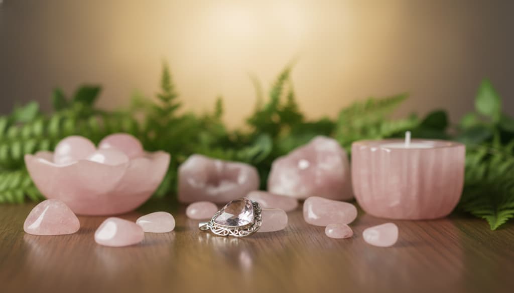 Rosenquarz Schmuck und Dekoration