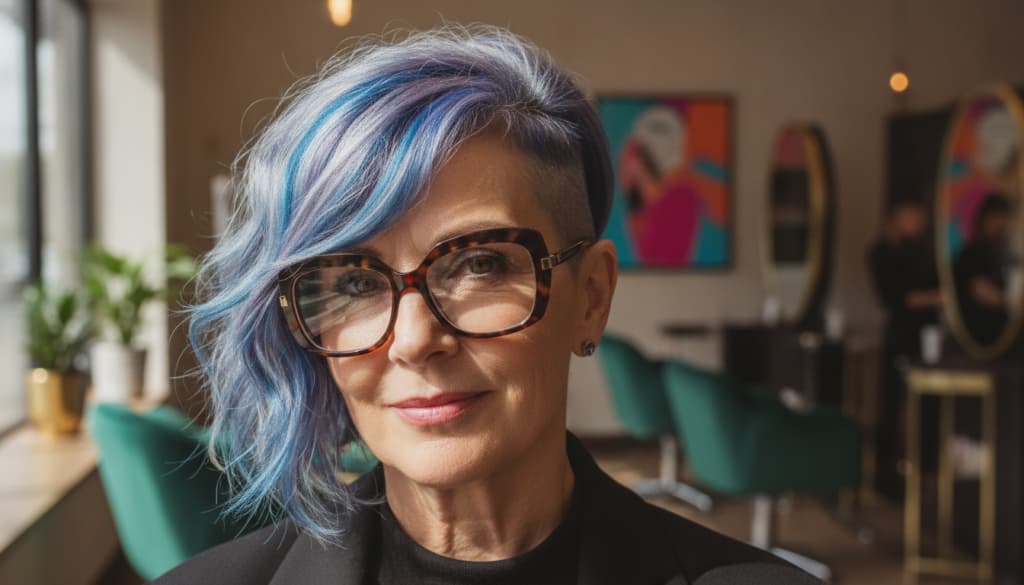 Freche Frisuren ab 60 mit Brille