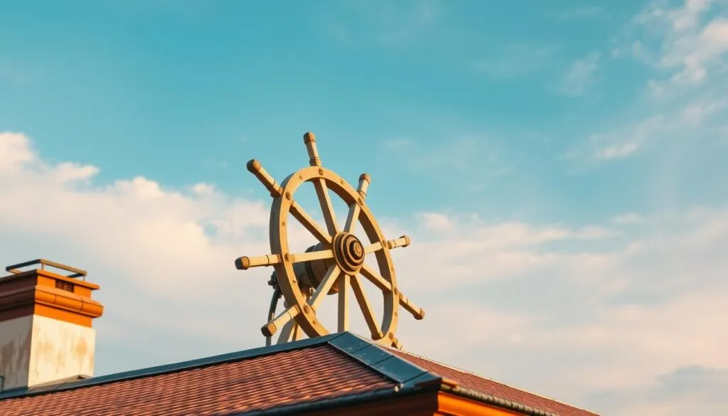 Schaufelrad auf dem Dach