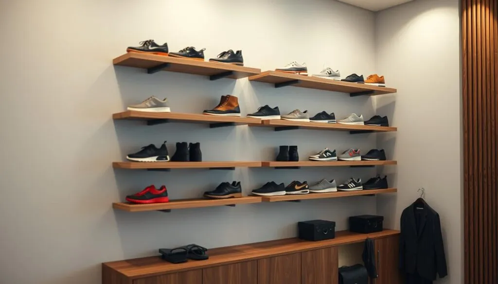 Schwebende Schuhregale