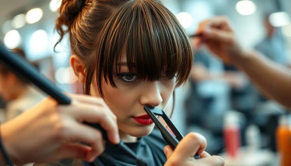 fransiger Pony Look mit Styling-Tools fransiger Pony Look mit Styling-Tools