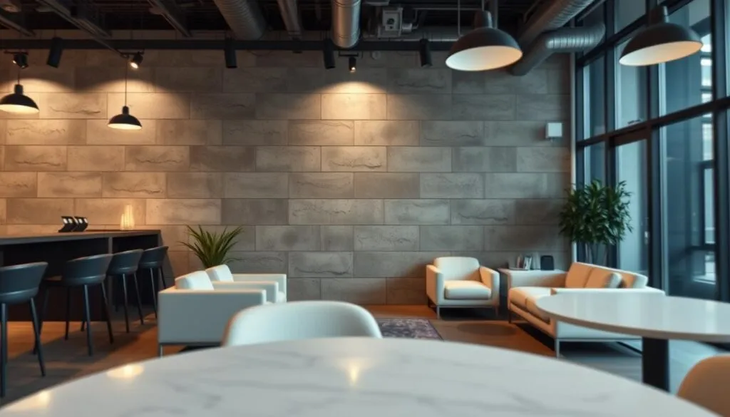 Betondekorwand im gewerblichen Umfeld