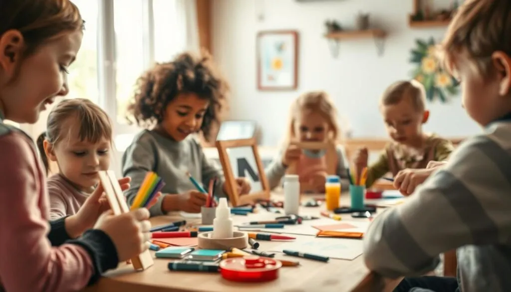 Kinder beim Rahmen basteln