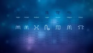 13 Sternzeichen Tabelle